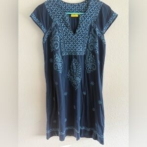 Roller Rabbit Blue Floral Embroidered Dress Size XS